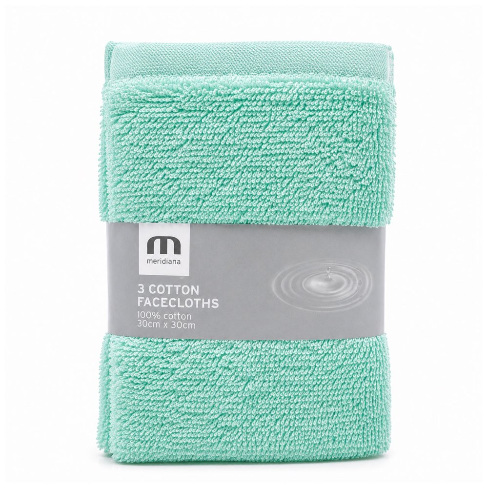 3 PACK FACECLOTHS MINT GREEN 3 PACK FACECLOTHS MINT GREEN