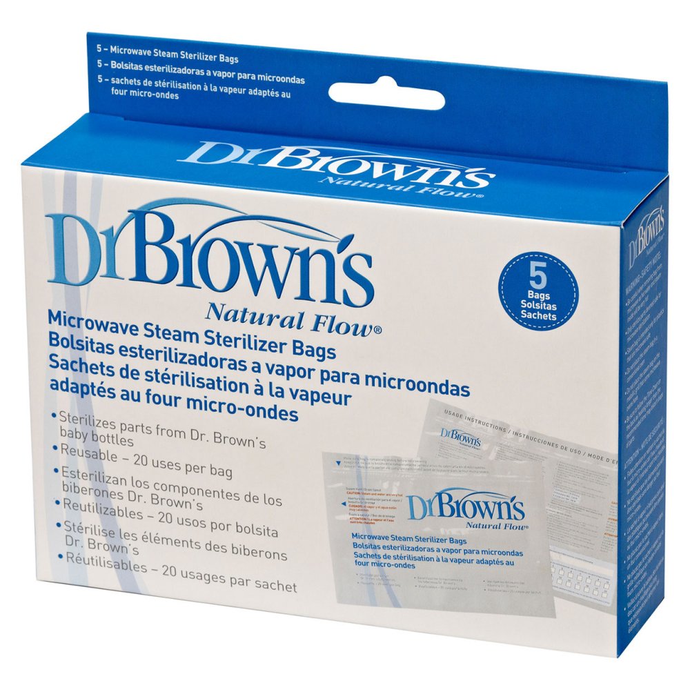 Dr. Brown's Natural Flow Microwave Steam Sterilizer Bags, 5 PK