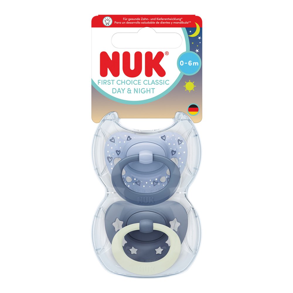 FIRST CHOICE DAY NIGHT 0-6M SOOTHER 2PK BOY FIRST CHOICE DAY NIGHT 0-6M SOOTHER 2PK BOY