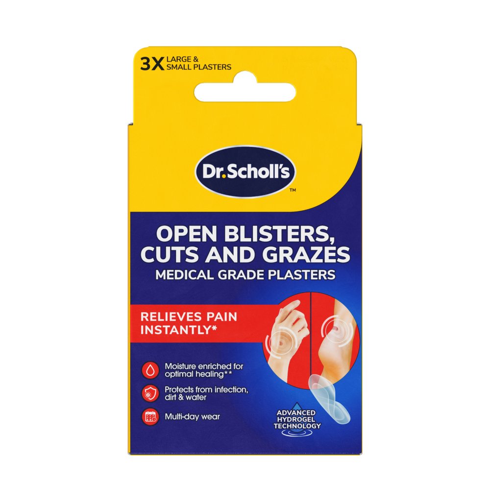SCHOLL OPEN BLISTERS CUTS & GRAZES PLASTERS SCHOLL OPEN BLISTERS CUTS & GRAZES PLASTERS