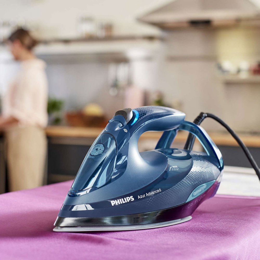 PHILIPS AZUR ADVANCED STEAM IRON BLACK AND TEAL Murrays Health
