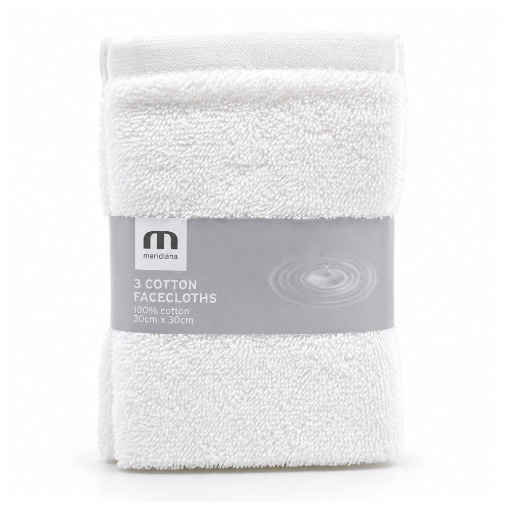 3 PACK FACECLOTHS WHITE 3 PACK FACECLOTHS WHITE
